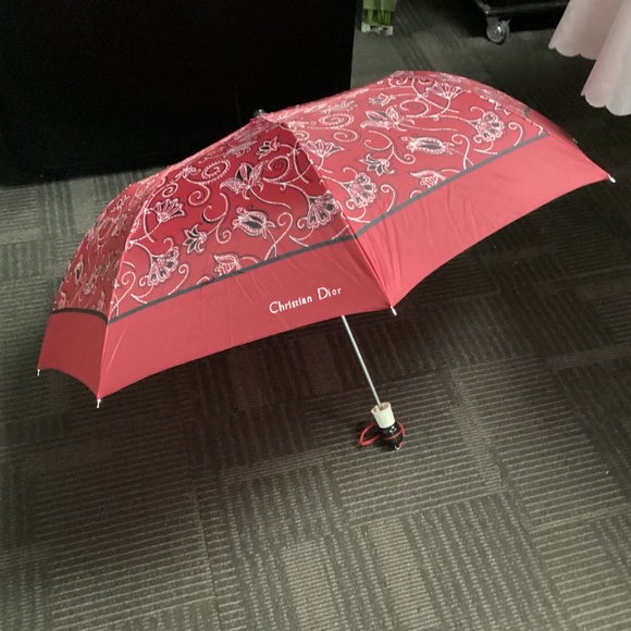 Christian Dior Umbrella RED DESIGN.  Print Multicolor Vintage♥️ - Picture 7 of 12